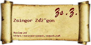 Zsingor Zágon névjegykártya